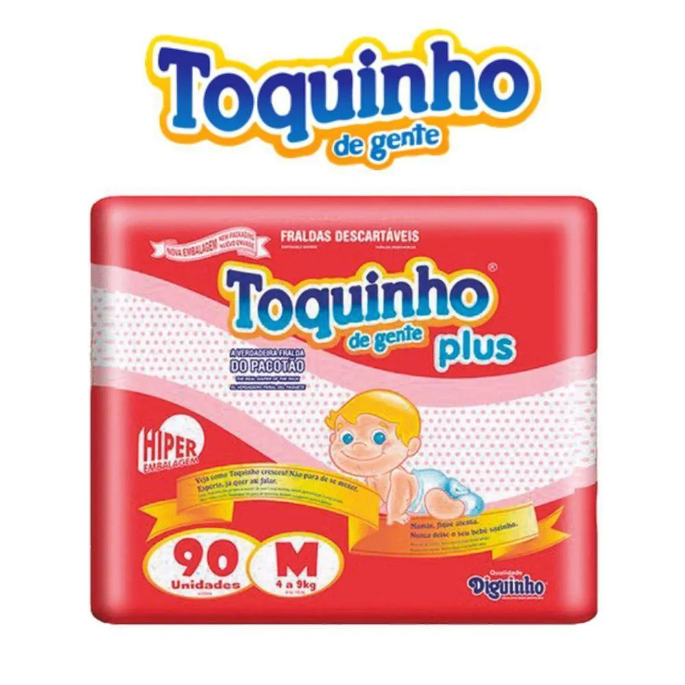 FRALDA DESCARTáVEL INFANTIL TOQUINHO DE GENTE HIPER PLUS M - 90 UND