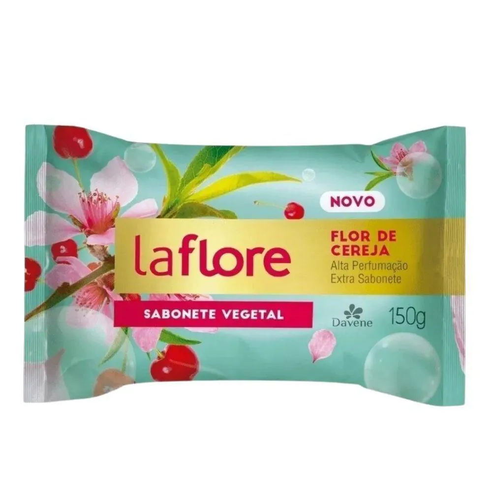 SABONETE BARRA VEGETAL - DAVENE - 150G - LA FRUTA OU LA FLORE FLOR DE CEREJA