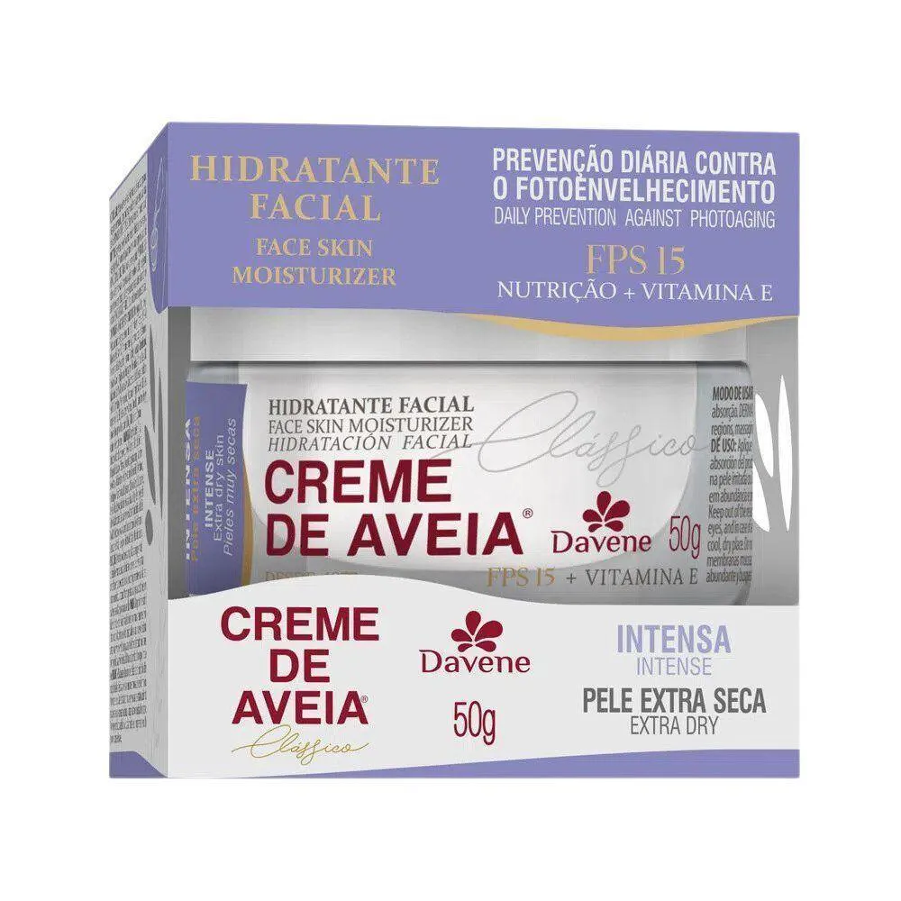 HIDRATANTE FACIAL CREME DE AVEIA INTENSA 50G - DAVENE - FPS 15