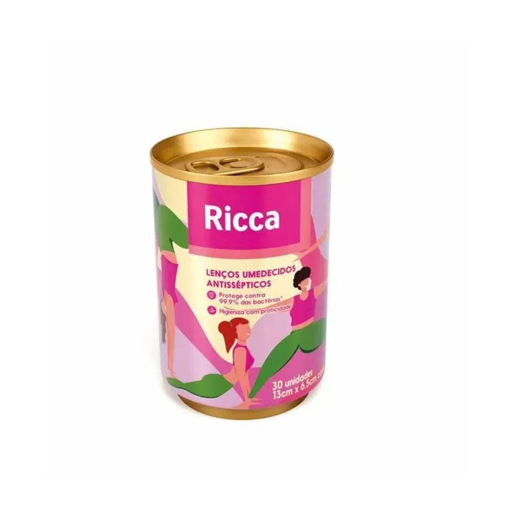 LENçO UMEDECIDO ANTISSéPTICO LATINHA 30UN - RICCA
