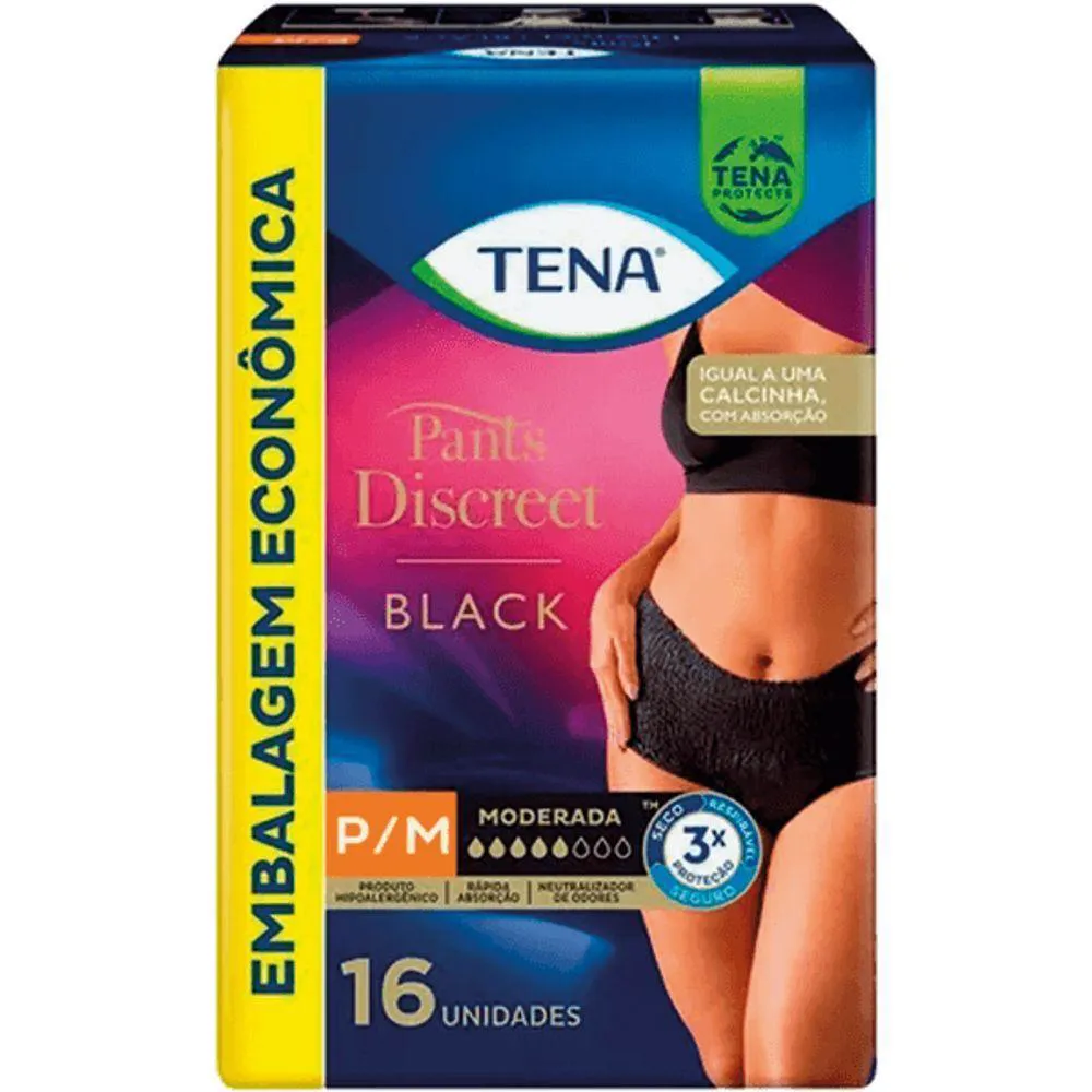 ROUPA íNTIMA TENA PANTS BLACK P-M - 16 UND