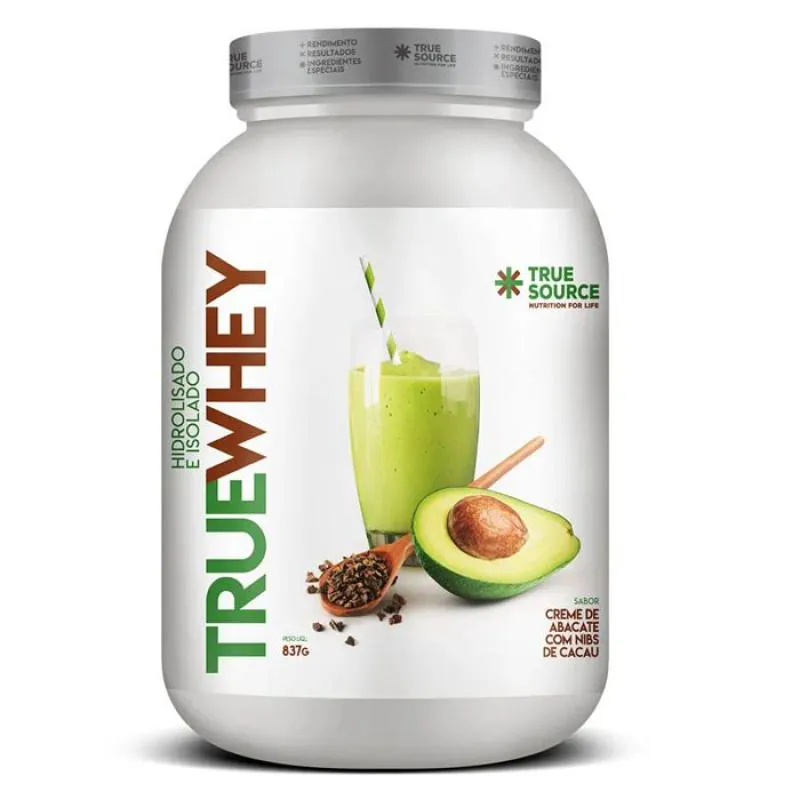 TRUE WHEY (837G) - HIDROLISADO E ISOLADO - SABOR: CREME DE ABACATE C/ NIBS DE CACAU