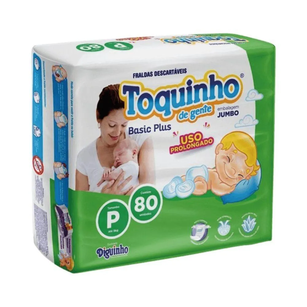 FRALDA DESCARTáVEL INFANTIL TOQUINHO DE GENTE BASIC PLUS JUMBO - P - 80 UND