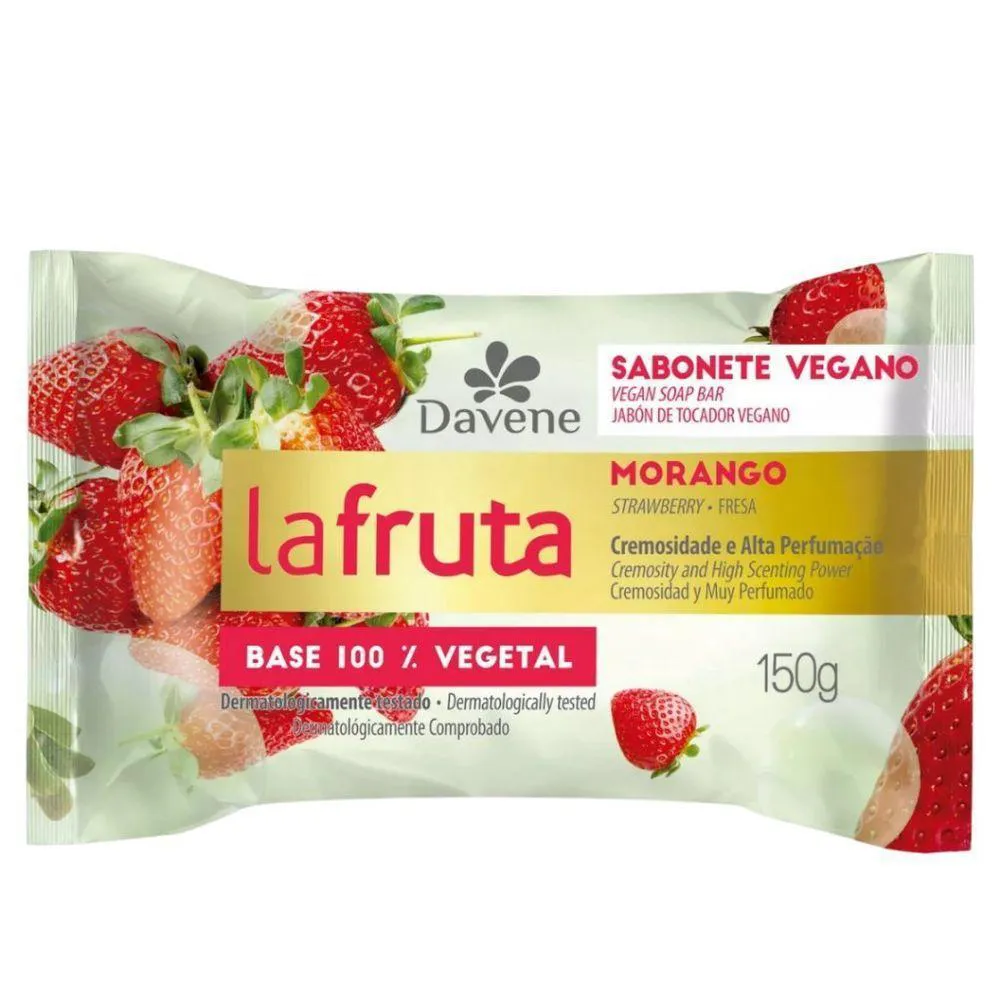 SABONETE BARRA VEGETAL - DAVENE - 150G - LA FRUTA OU LA FLORE MORANGO