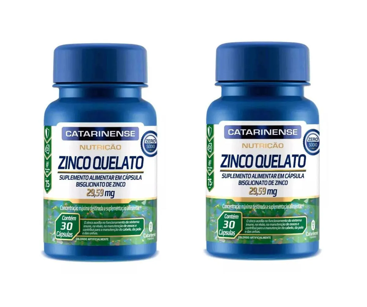 KIT 2 SUPLEMENTO CATARINENSE ZINCO QUELATO 29,59MG 30CPS
