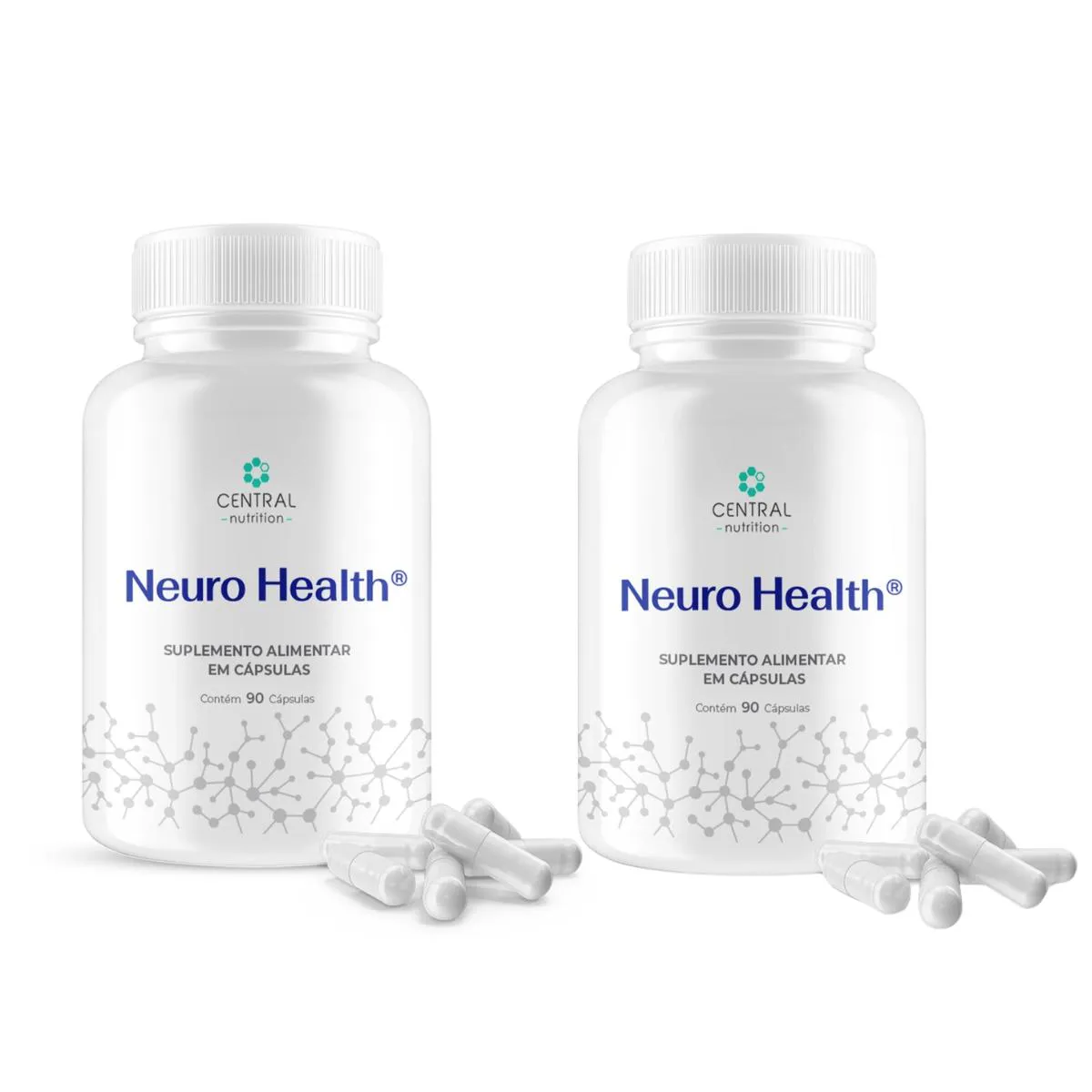 KIT 2 NEURO HEALTH VITAMINAS MAGNéSIO 90 CAPS CENTRAL NUTRITION SEM Sabor