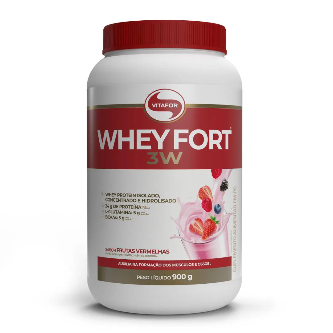 WHEY FORT 3W FRUTAS VERMELHAS 900G VITAFOR
