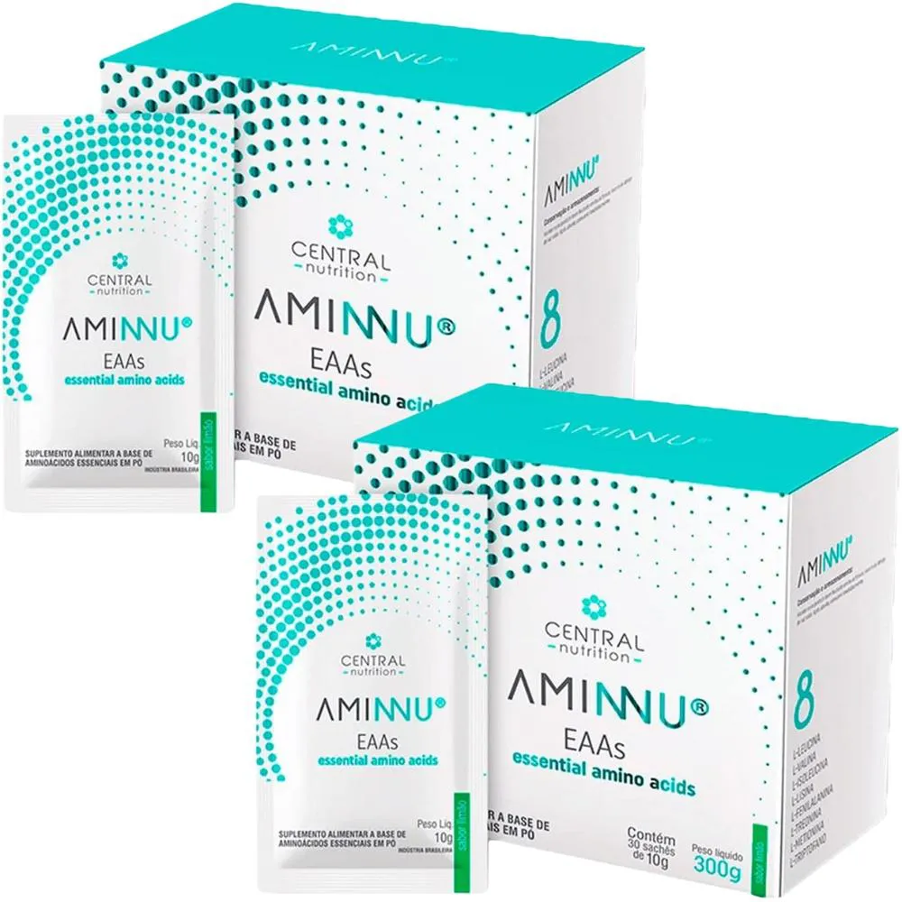 KIT 2 AMINNU SABOR LIMãO 10G 30 SACHêS CENTRAL NUTRITION