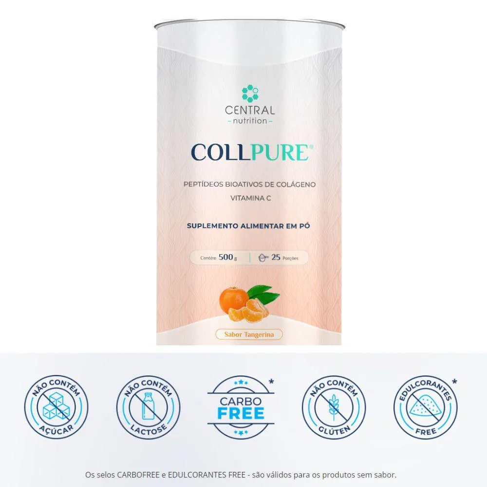 COLLPURE COLAGENO 500G SABOR TANGERINA CENTRAL NUTRITION