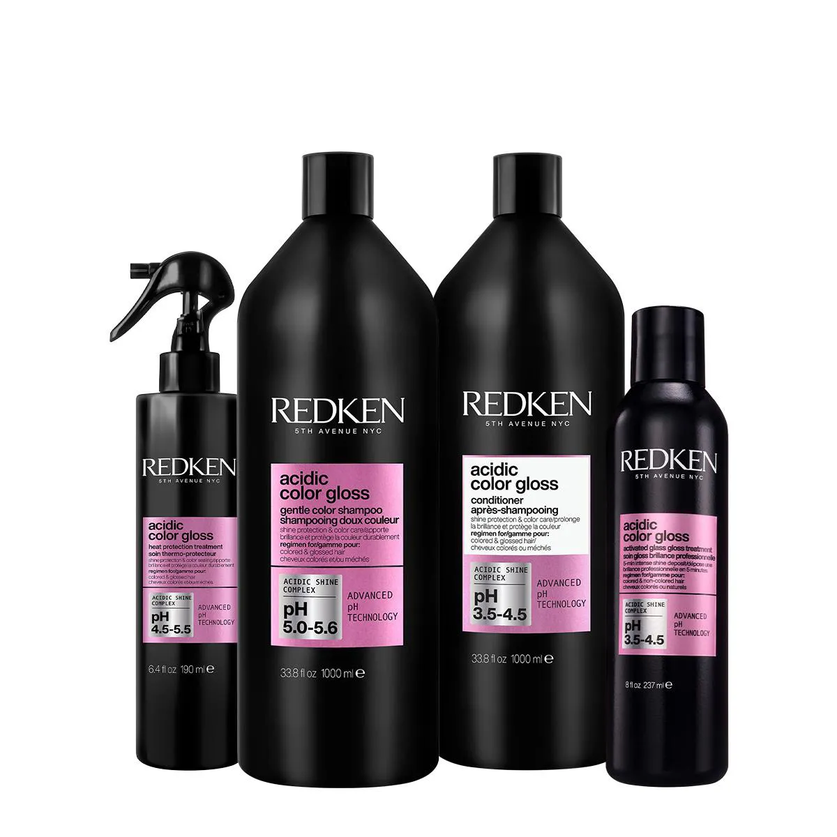 KIT REDKEN ACIDIC COLOR GLOSS RINSE OUT SALON (4 PRODUTOS)