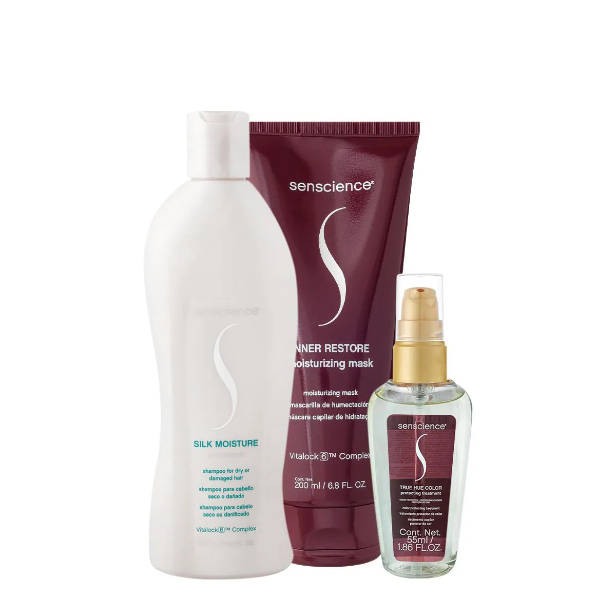 KIT SENSCIENCE SILK MOISTURE INNER SHAMPOO MáSCARA SéRUM (3 PRODUTOS)