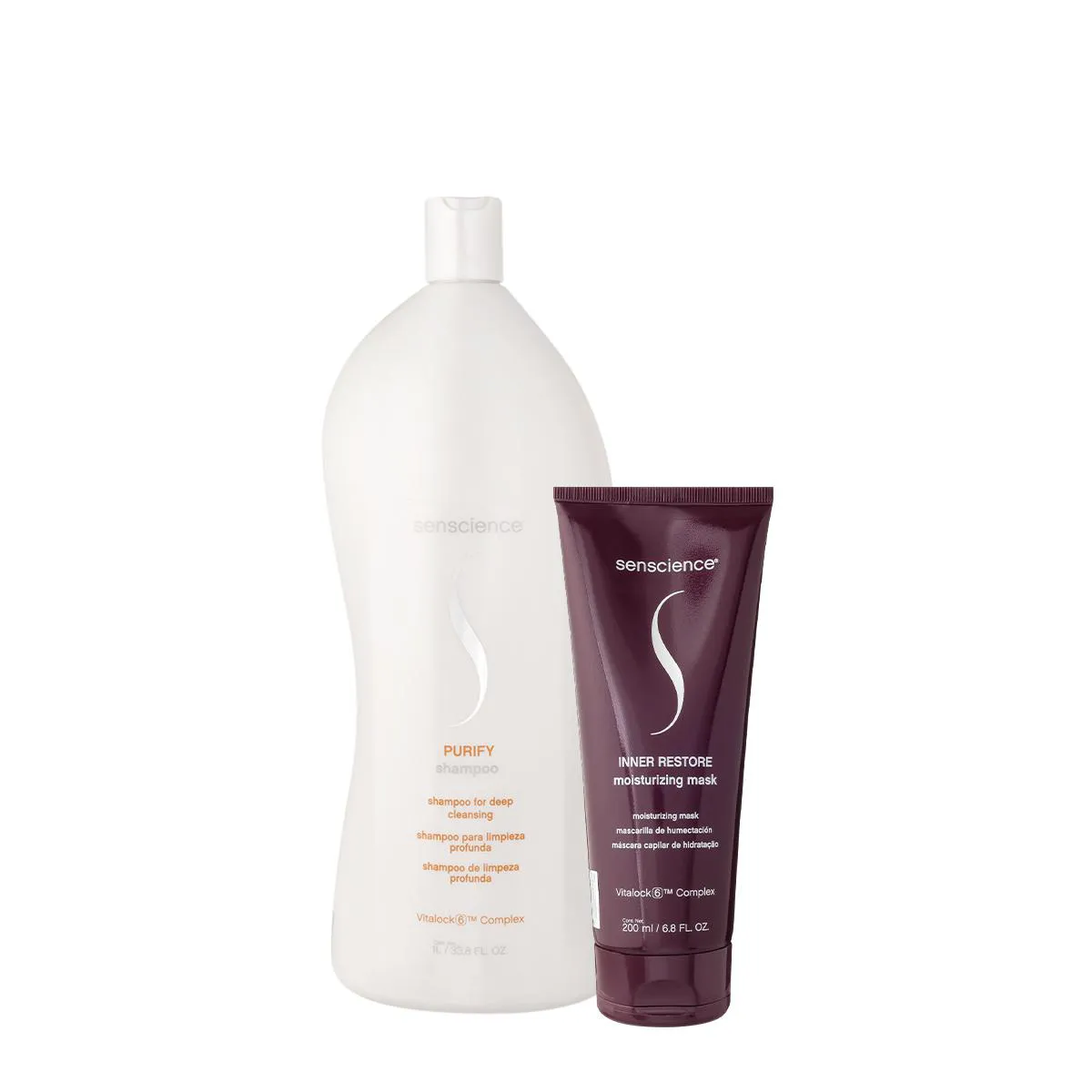KIT SENSCIENCE PURIFY SHAMPOO 1L E INNER RESTORE MáSCARA (2 PRODUTOS)