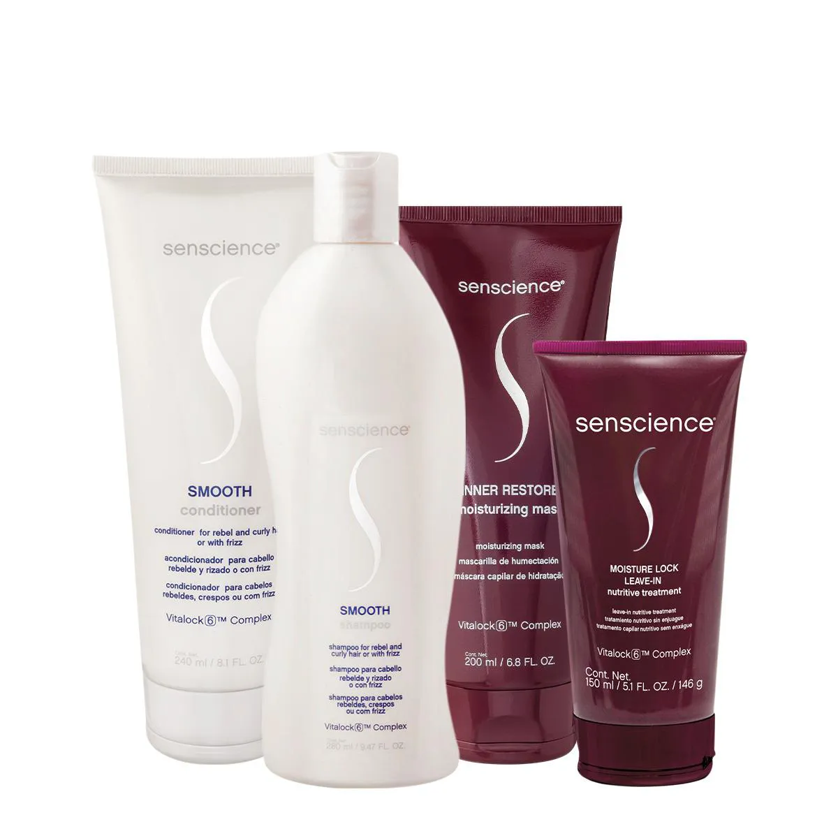 KIT SENSCIENCE SMOOTH INNER MOISTURE HOME CARE LEAVE-IN (4 PRODUTOS)