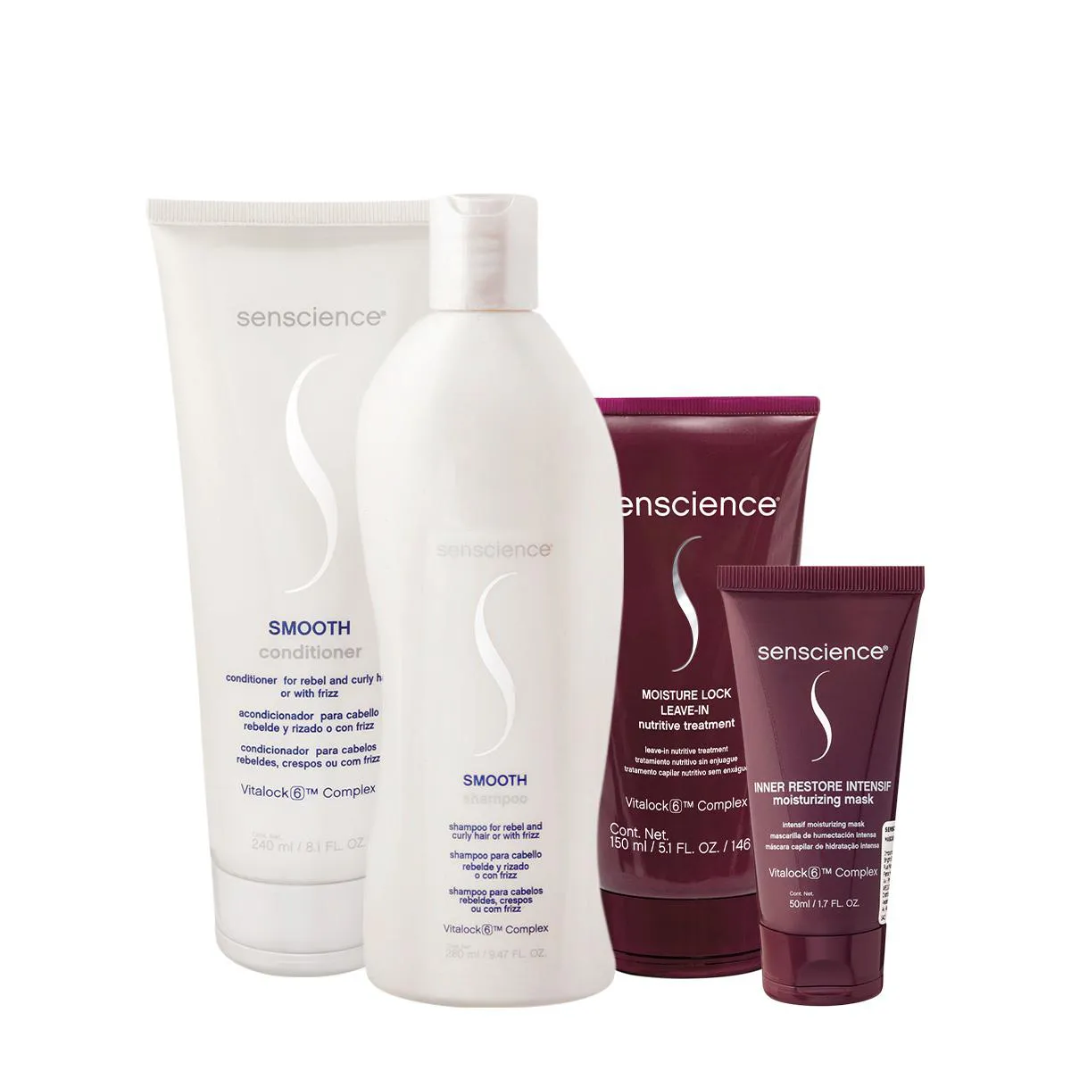 KIT SENSCIENCE SMOOTH INTENSIF MOISTURE HOME CARE LEAVE-IN (4 PRODUTOS)