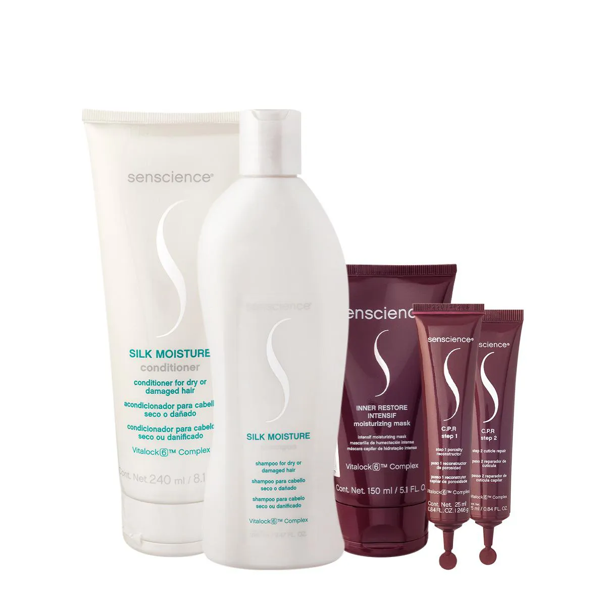 KIT SENSCIENCE SILK MOISTURE INTENSIF CPR HOME CARE 150 AMPOLA (5 PRODUTOS)