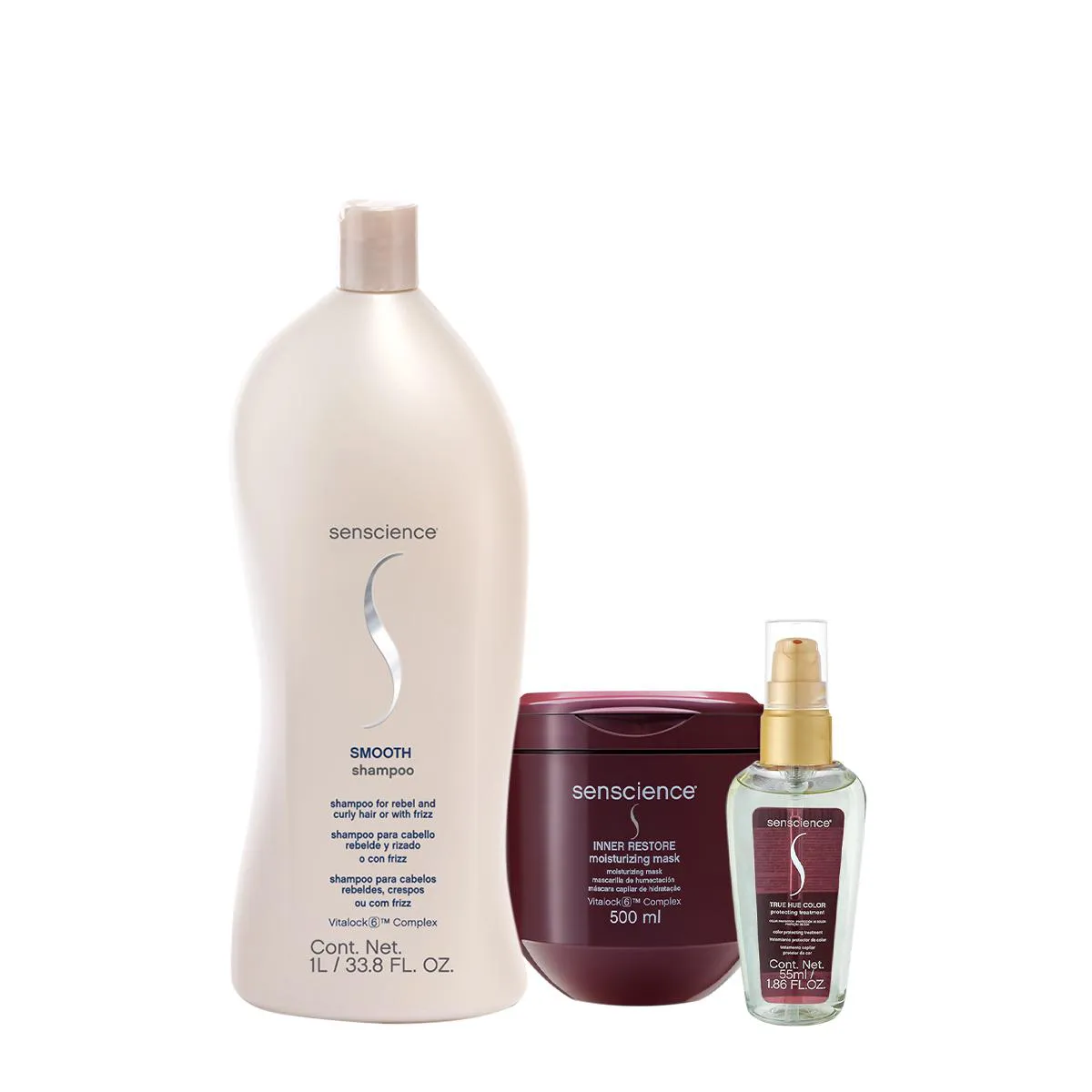 KIT SENSCIENCE SMOOTH INNER TRUE HUE SHAMPOO MáSCARA SéRUM (3 PRODUTOS)