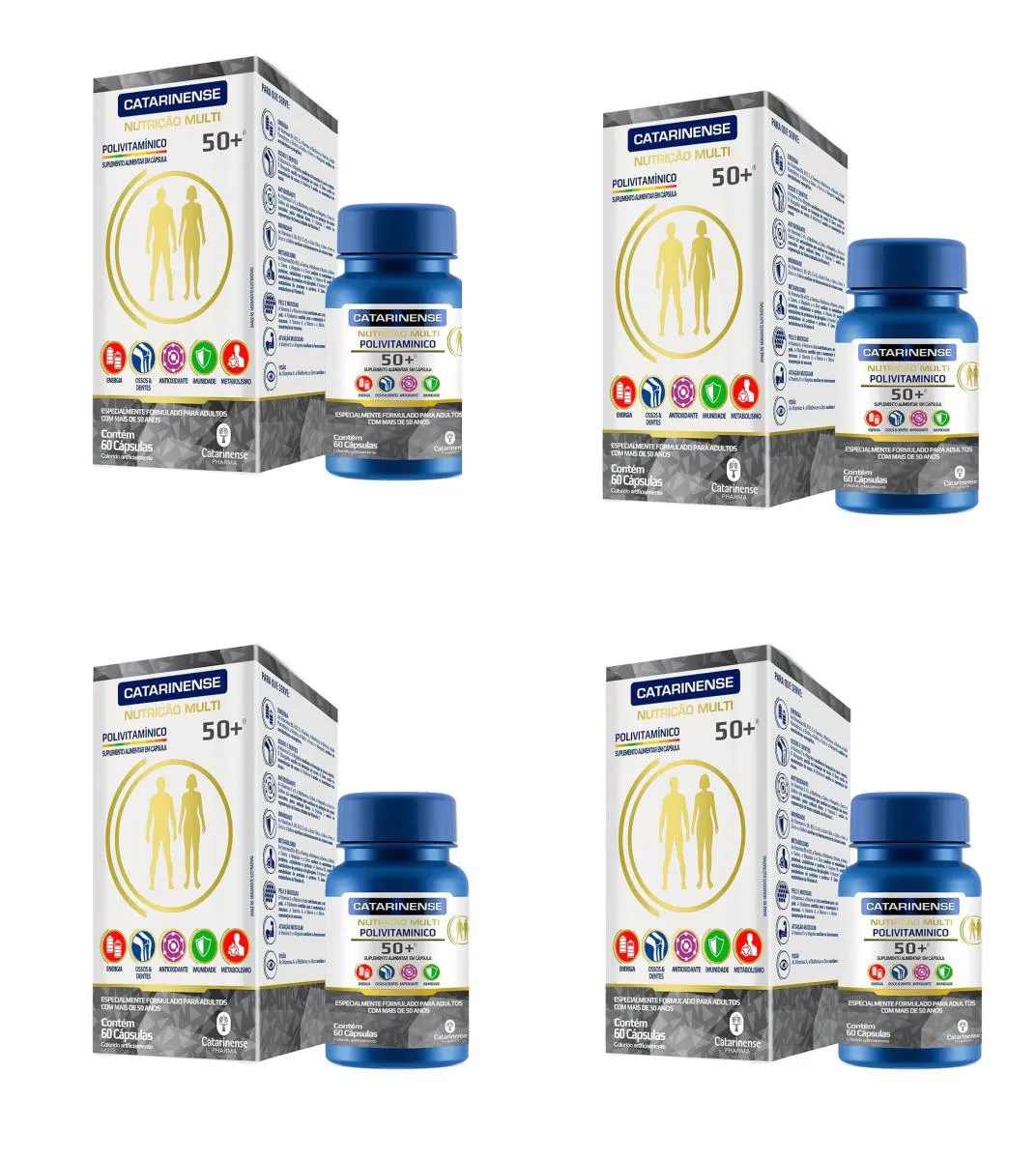 KIT 4 SUPLEMENTO CATARINENSE POLIVITAMíNICO 50+ ENERGIA 60CPS