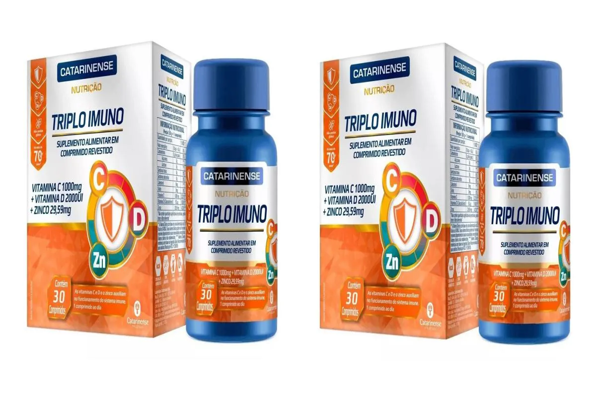 KIT 2 SUPLEMENTO CATARINENSE TRIPLO IMUNO VITAMINA C D 30CPS