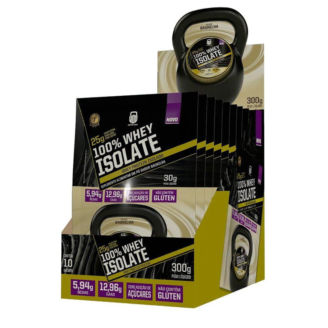 SACHÊ WHEY 100% ISOLADO BAUNILHA 30G- WOD NUTRITION -  10 UNI.
