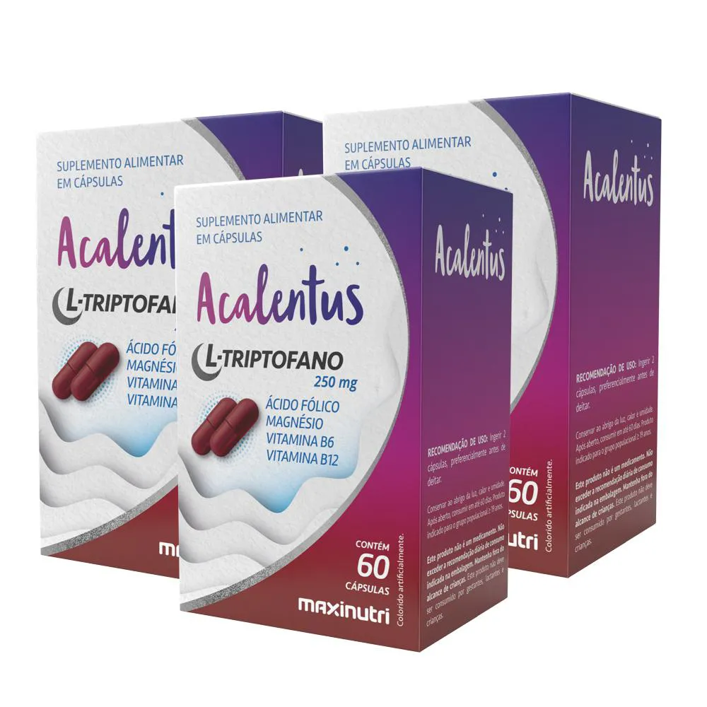 KIT 03 ACALENTUS L TRIPTOFANO 60 CáPSULAS MAXINUTRI
