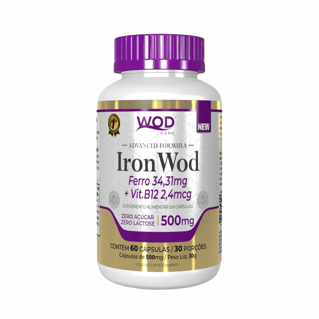 IRON WOD FERRO 34,31MG + VIT.B12 2,4MCG (60 CáPSULAS DE 500MG)