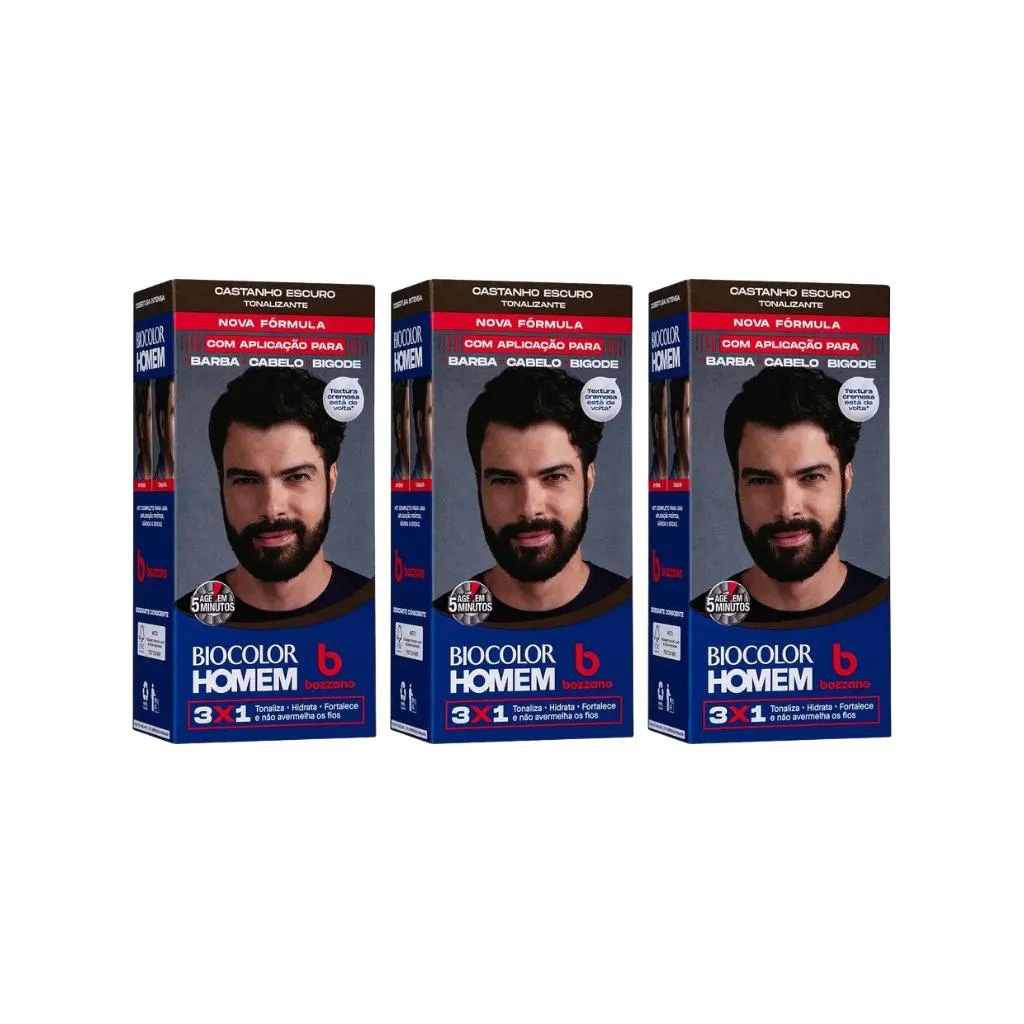 COLORAçAO BIOCOLOR HOMEM BOZZANO CASTANHO ESCURO-KIT C/3UN