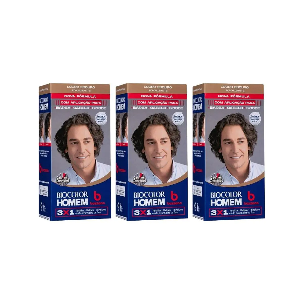 COLORAçAO BIOCOLOR HOMEM BOZZANO LOURO ESCURO-KIT C/3UN