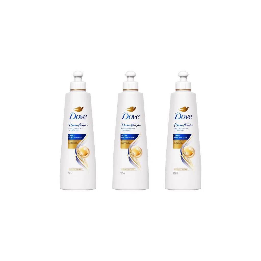 CREME PARA PENTEAR DOVE RECONSTRUçAO 200ML - KIT C/ 3UN