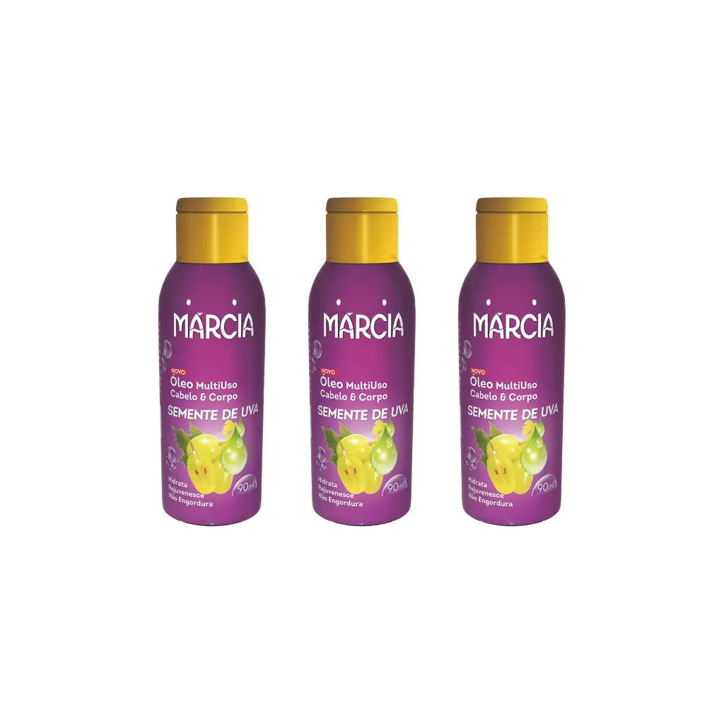 OLEO CABELO E CORPO MARCIA 90ML SEMENTE DE UVA-KIT C/3UN