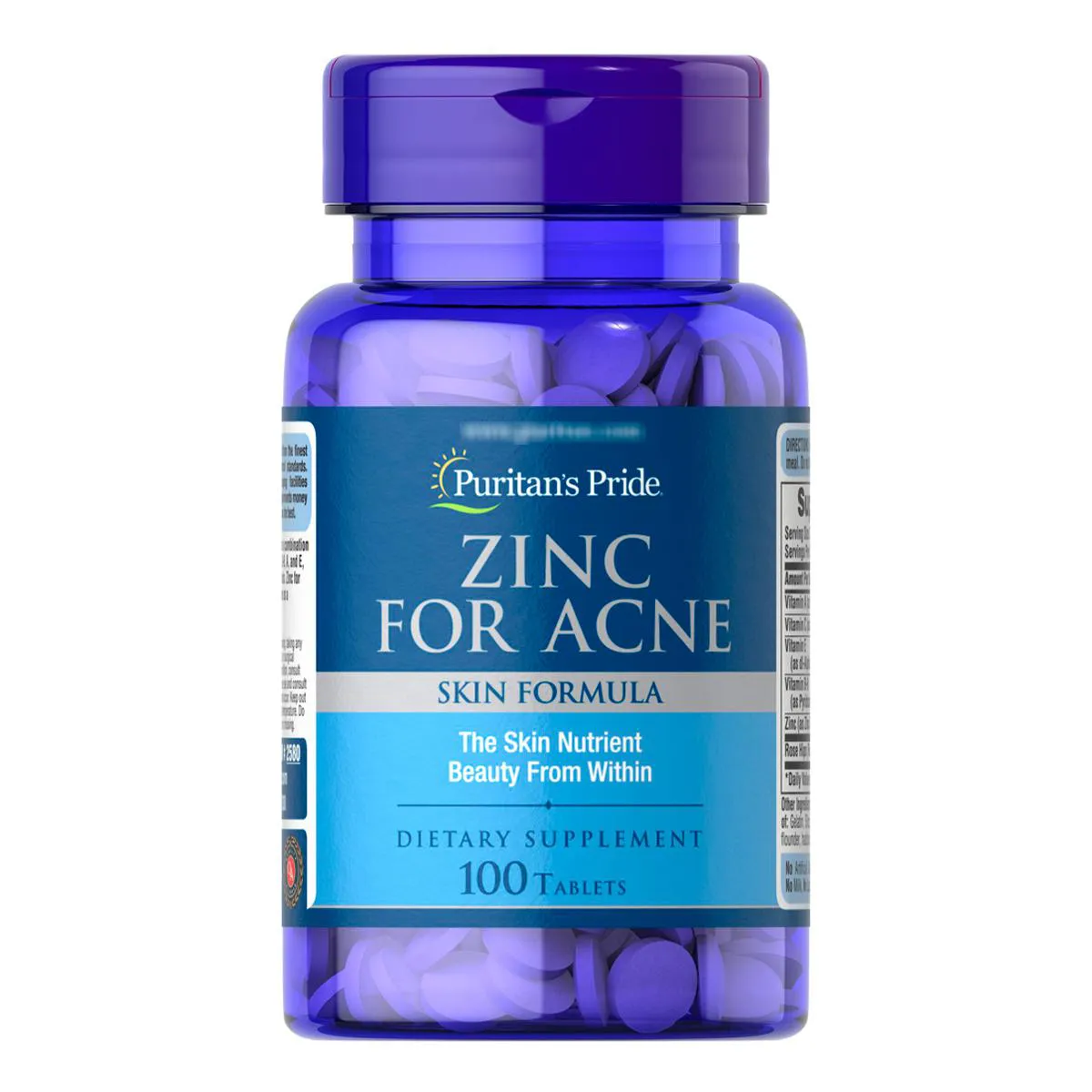 ZINCO PARA ACNE 100 TABLETES - PURITAN'S PRIDE SEM Sabor