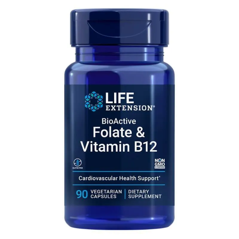 FOLATO E VITAMINA B12 90 CáPSULAS - LIFE EXTENSION SEM Sabor