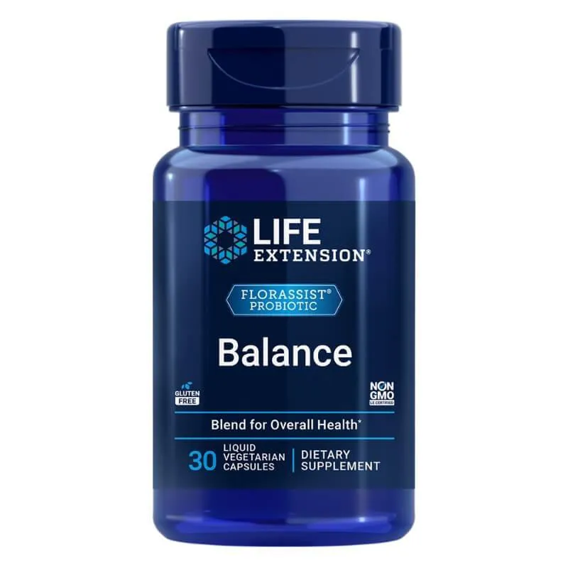 FLORASSIST BALANCE PROBIóTICO 30 CáPSULAS LíQUIDAS - LIFE EXTENSION SEM Sabor