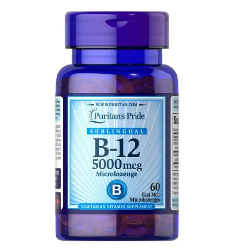 VITAMINA B12 SUBLINGUAL 5000MCG 60 PASTILHAS - PURITAN'S PRIDE SEM Sabor