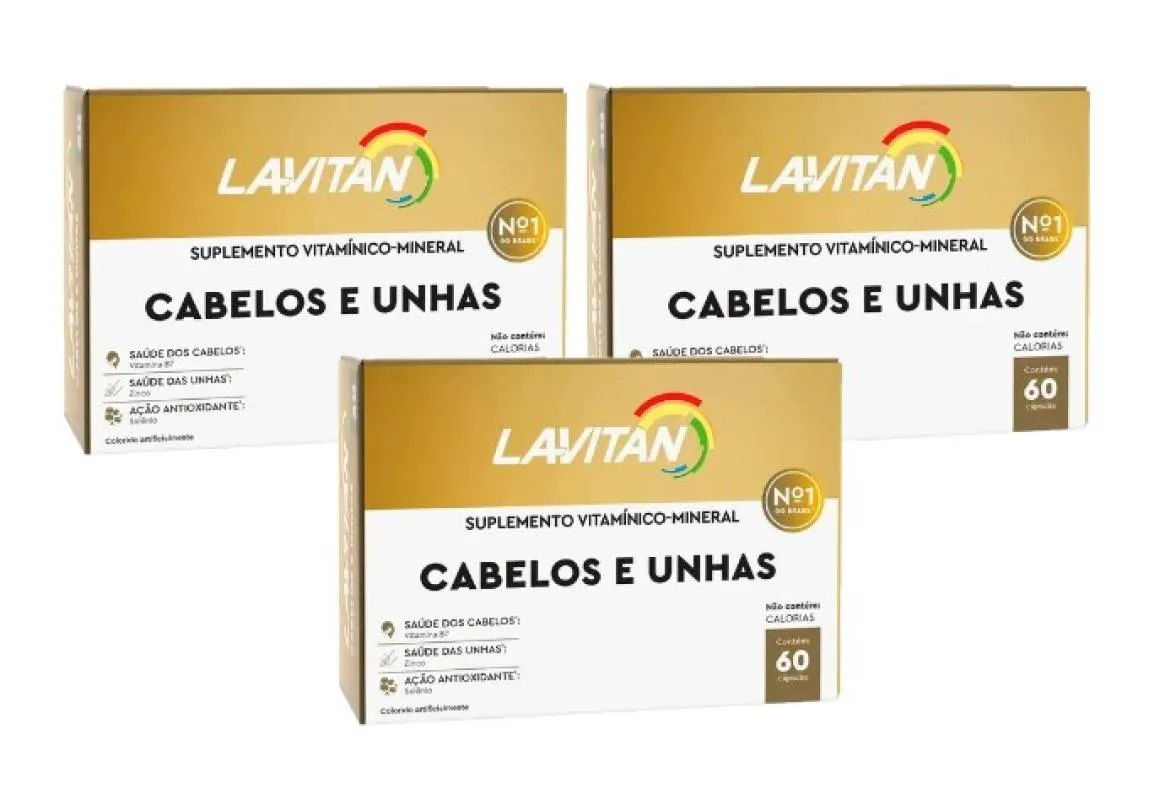 KIT 3CX LAVITAN CABELOS E UNHAS COM 60 CáPSULAS - CIMED