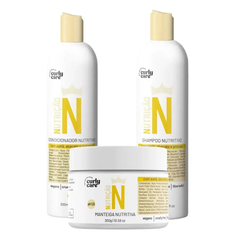 KIT CURLY CARE LINHA N SHAMPOO CONDICIONADOR E MASCARA 300G