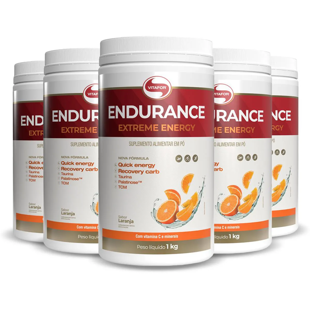 KIT 5 ENDURANCE EXTREME ENERGY VITAFOR LARANJA 1000G