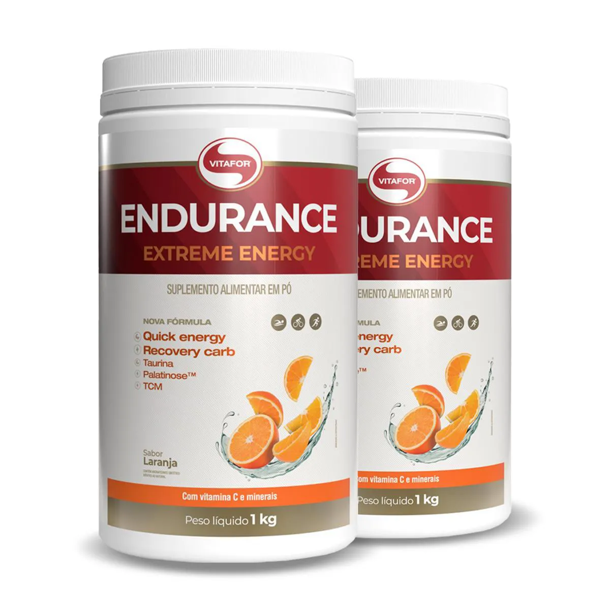 KIT 2 ENDURANCE EXTREME ENERGY VITAFOR LARANJA 1000G
