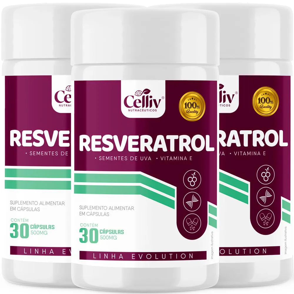 RESVERATROL EVOLUTION 165MG TRANS-RESVERATROL + PROANTOCIANIDINA + VIT E - 3 FRASCOS