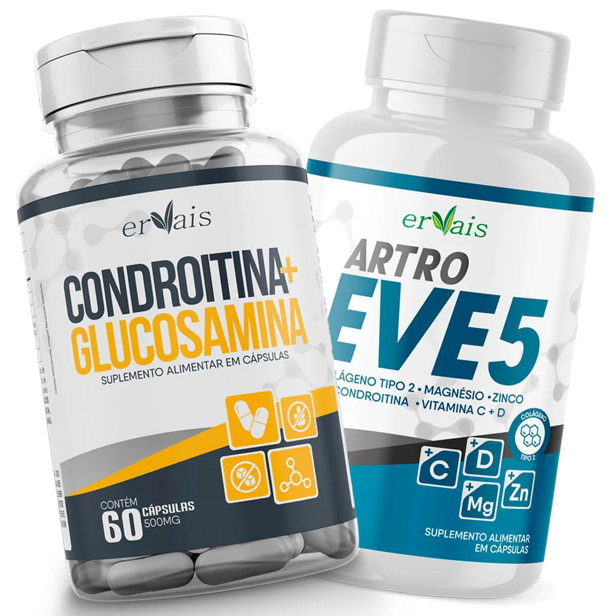 CONDROITINA + GLUCOSAMIN & ARTROEVE 5 - COLáGENO TIPO 2 - MAGNéSIO + VITAMINA C + D3 + ZINCO - KIT
