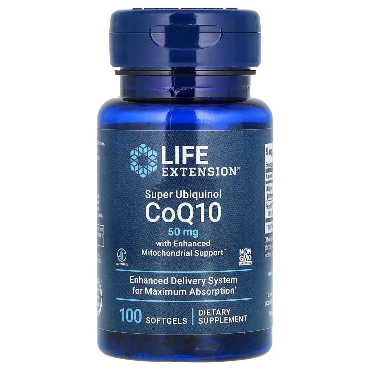SUPER UBIQUINOL COQ10 COM SUPORTE MITOCONDRIAL 100 SOFTGELS - LIFE EXTENSION