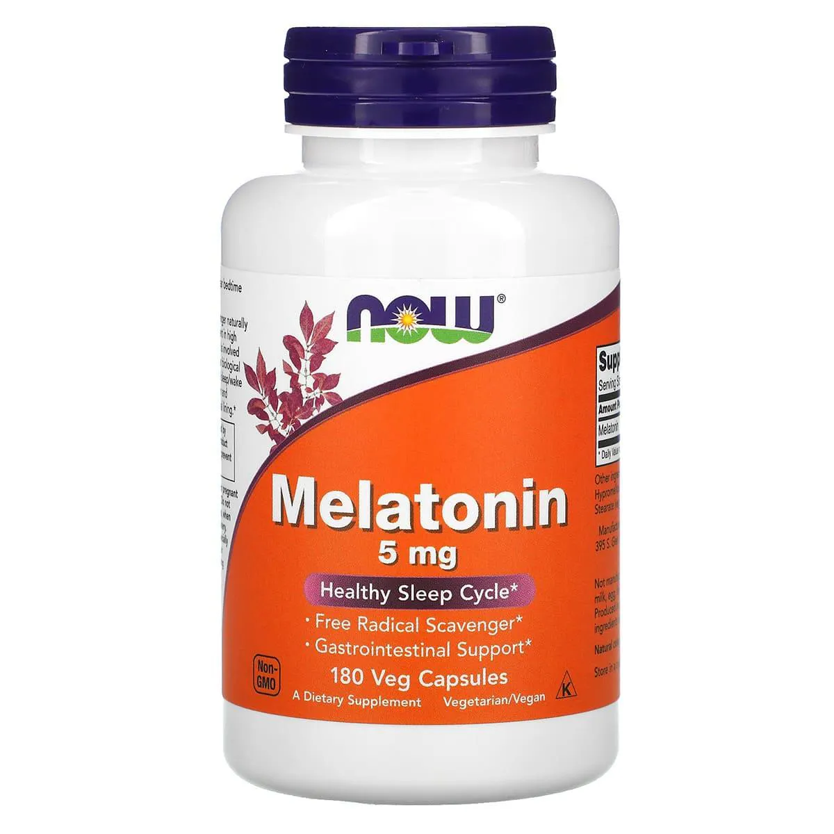 MELATONINA IMPORTADA 180 CAPSULAS 5 MG 180 CAPSULAS NOW, FOOD, IMPORTADO