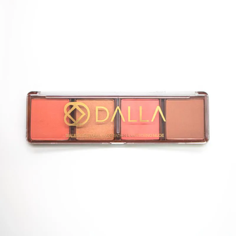 PALETA DE BLUSH, ILUMINADOR E CONTORNO NUDE DALLA