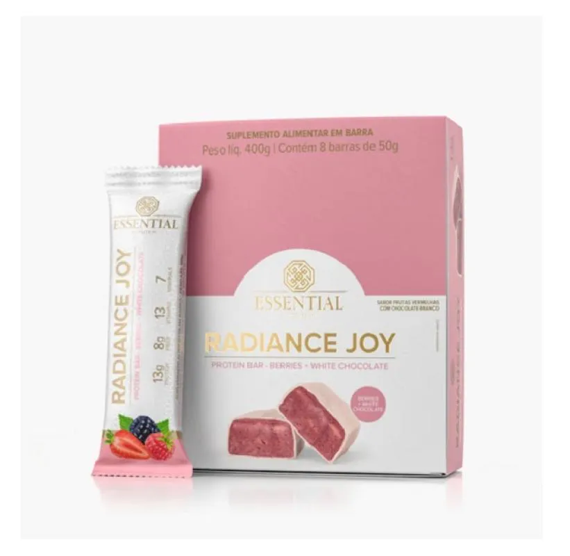 RADIANCE JOY VEGAN PROTEIN BAR DISPLAY (8 UNI) - BERRIES + WHITE CHOCOLATE