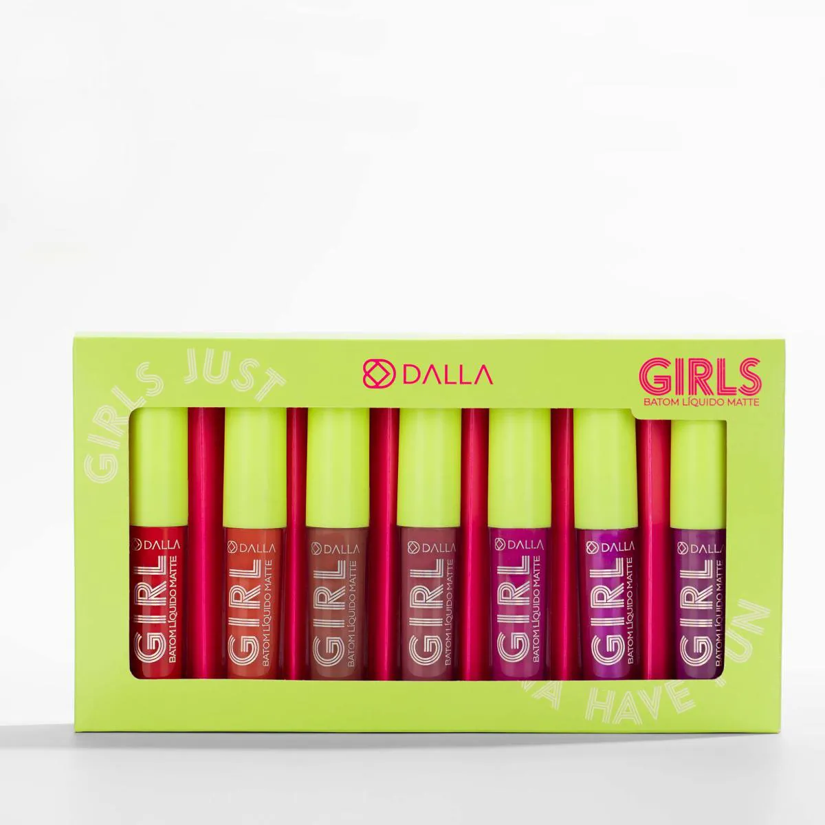 KIT COM 7 BATOM LíQUIDO MATTE GIRL  3,5ML - GIRLS JUST WANNA HAVE FUN - DALLA