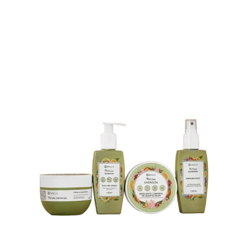 KIT BANHO PREMIUM - RITUAL ENERGIZA CREME HIDRATANTE CORPORAL + ESFOLIANTE CORPORAL + ÓLEO CORPORAL + PERFUME MIST