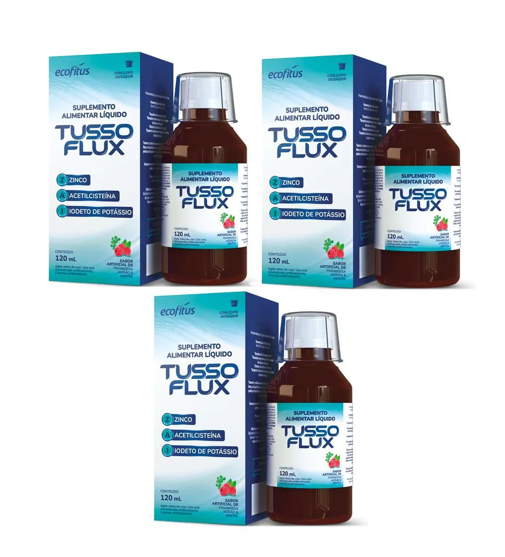 KIT 3 SUPLEMENTO ALIMENTAR TUSSOFLUX 120ML - ECOFíTUS