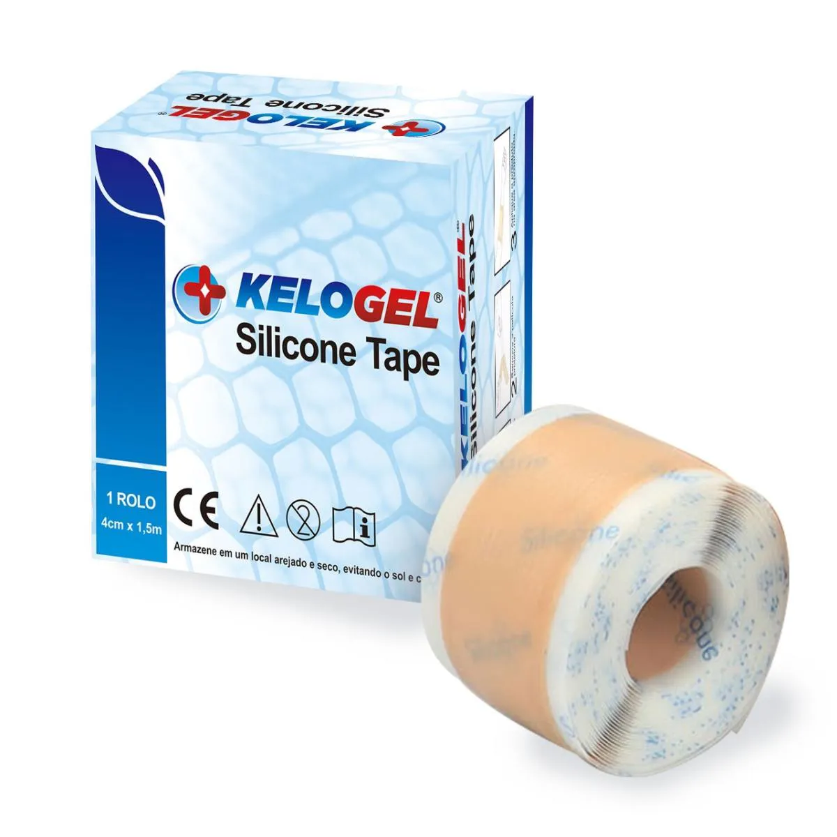 SILICONE TAPE KELOGEL MÉDICO HOSPITALAR 1,5MX4CM ROLO