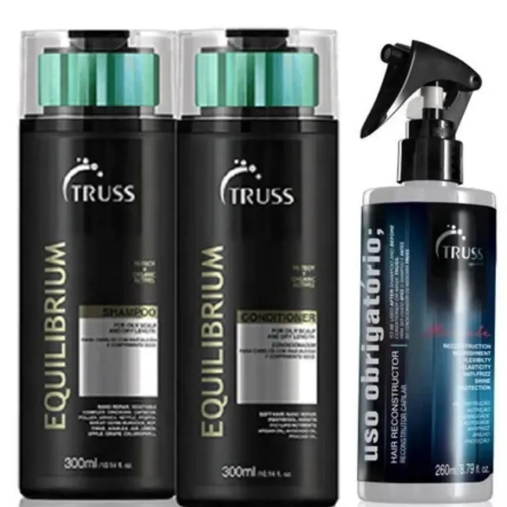 KIT SHAMPOO E CONDICIONADOR EQUILIBRIUM 300ML + USO OBRIGATORIO - TRUSS