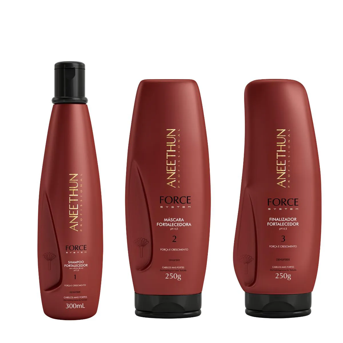 KIT SHAMPOO MASCARA E FINALIZADOR FORCE SYSTEM  - ANEETHUN