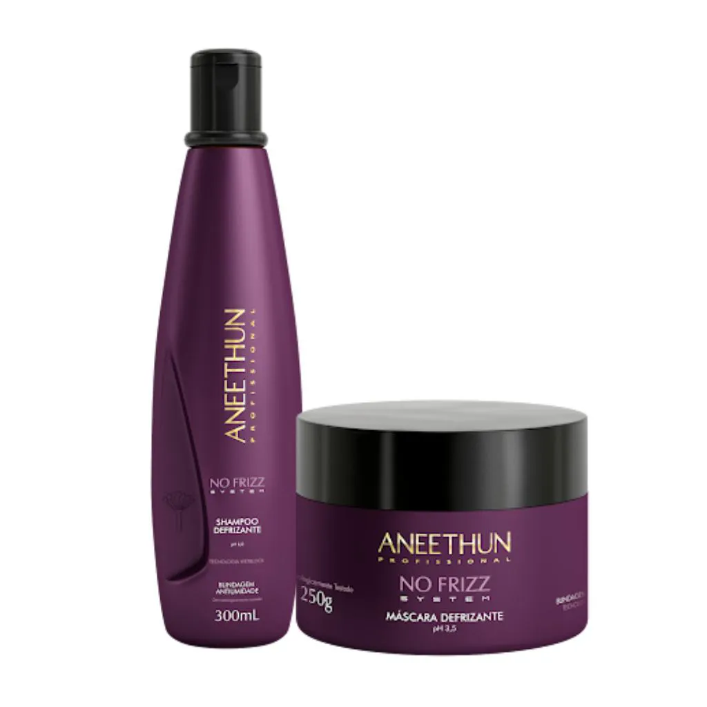 KIT NO FRIZZ SHAMPOO 300ML E MáSCARA 250G - ANEETHUN